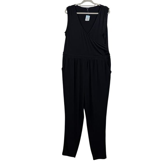 Torrid New Black Jumpsuit 2X V Neck Sleeveless Stretch Minimalist Classic Gothic - Picture 11 of 11